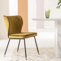 Yellow velvet retro chair - Irina - Kare Design