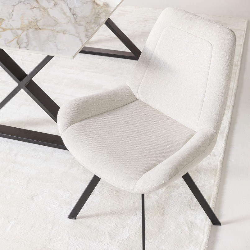 Cream fabric and steel swivel chair - Baron - Kare Design