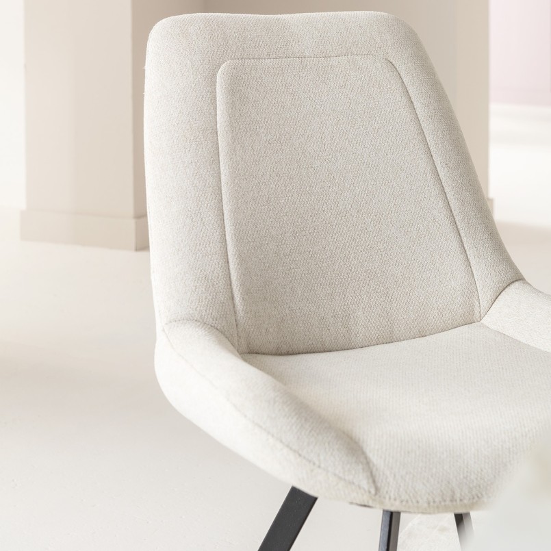 Chaise pivotante en tissu crème et acier - Baron - Kare Design