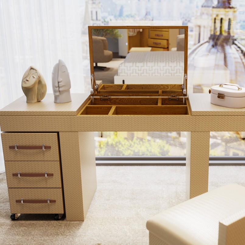 Coiffeuse avec rangements et tabouret - Venezia - Kare Design