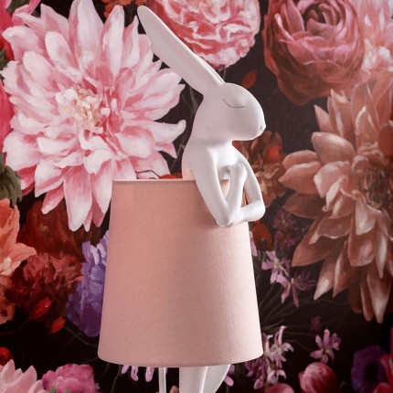 Lampe Animal lapin blanche et rose 50cm Kare Design