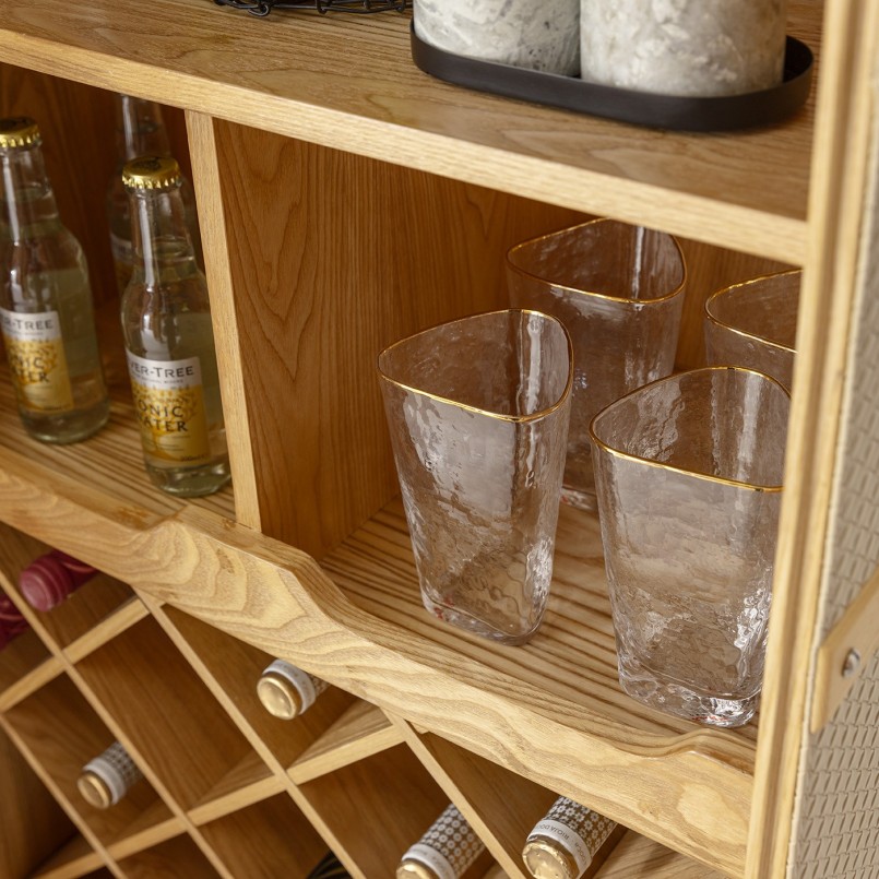Bar-coffre en simili tressé beige - Venezia - Kare Design