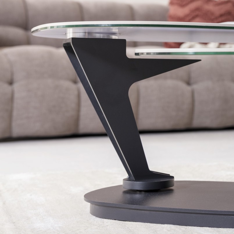 Table basse double verre effet marbre blanc - Franklin - Kare Design