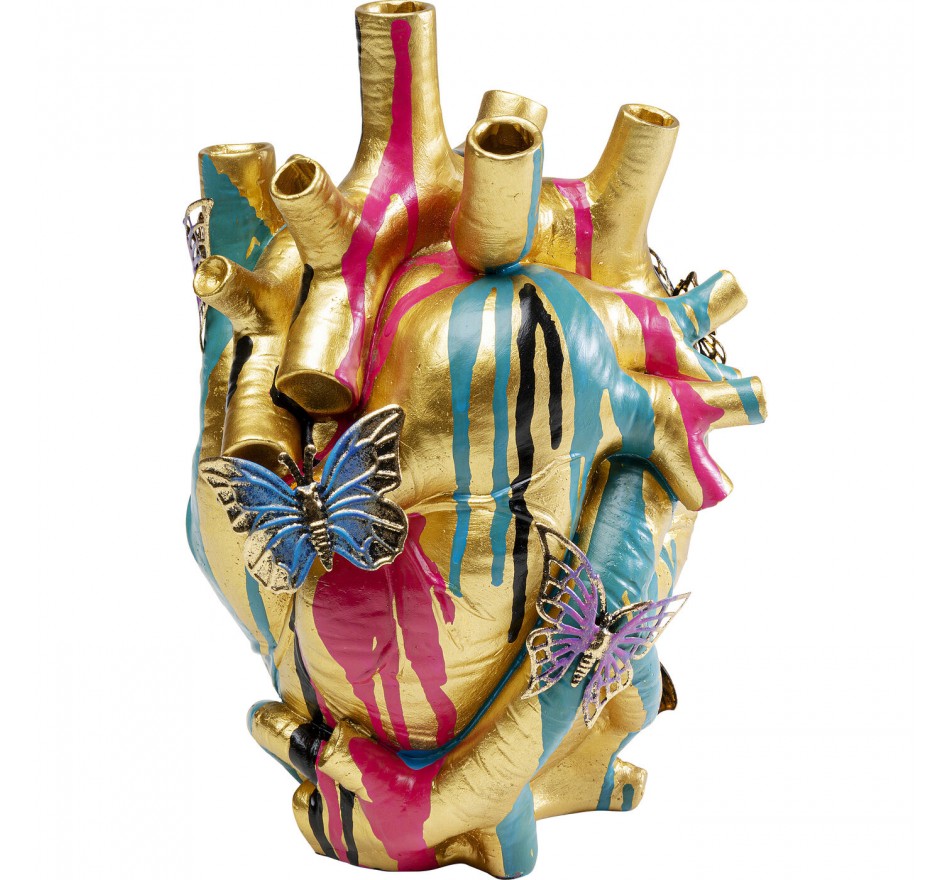 Vase Butterflies Heart 25cm