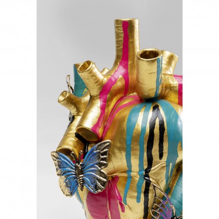 Vase cœur doré papillons 25cm Kare Design