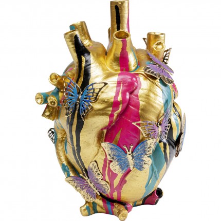 Vase cœur doré papillons 25cm Kare Design