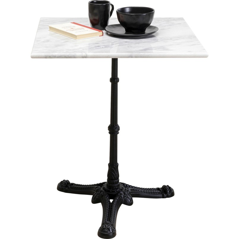 White marble and black steel dining table - Bistrot - Kare Design