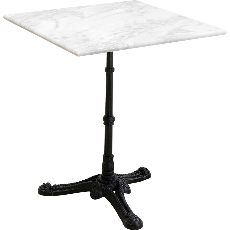White marble and black steel dining table - Bistrot - Kare Design