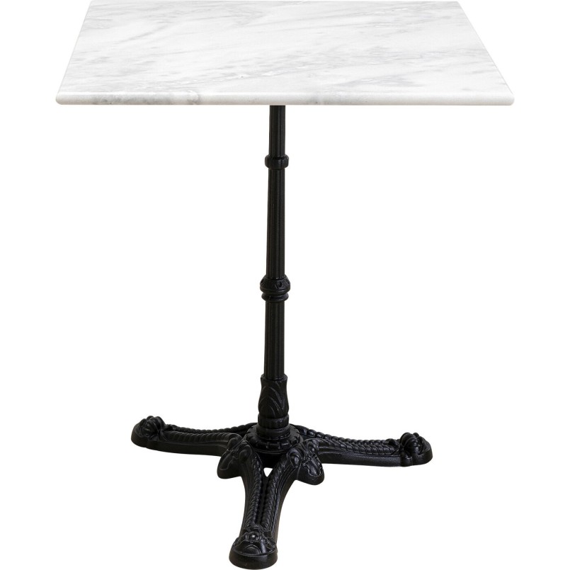 Table à manger en marbre blanc et acier noir - Bistrot - Kare Design