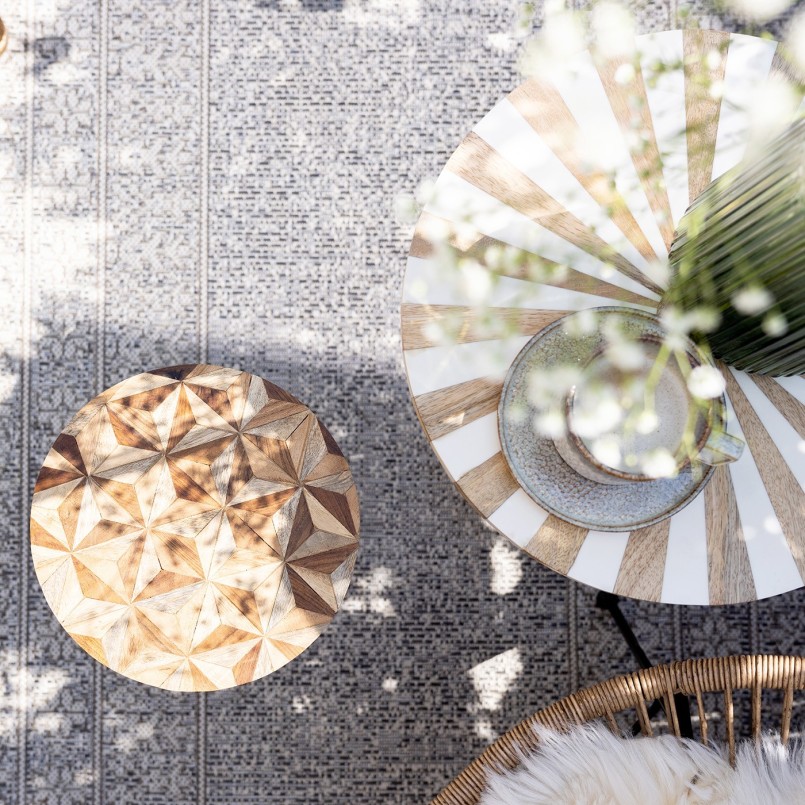 Brown and gold round side table - Domero Geo - Kare Design