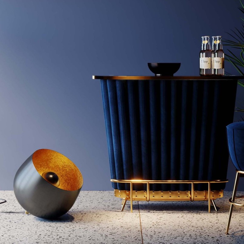 Lampe en acier noir et doré - Apollon Smooth - Kare Design