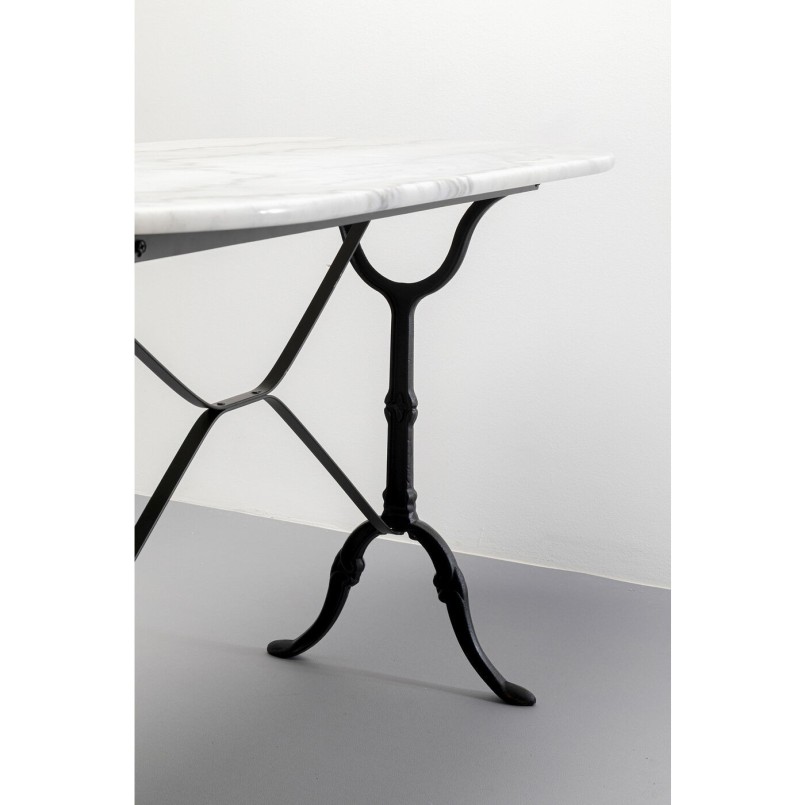 Table à manger en marbre blanc et acier noir - Bistrot - Kare Design