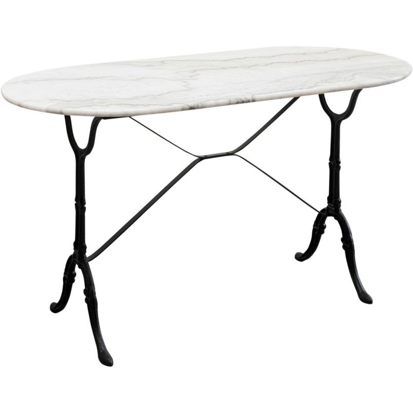 Table à manger en marbre blanc et acier noir - Bistrot - Kare Design