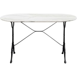 Table à manger en marbre blanc et acier noir - Bistrot - Kare Design
