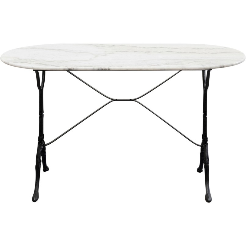 Table à manger en marbre blanc et acier noir - Bistrot - Kare Design