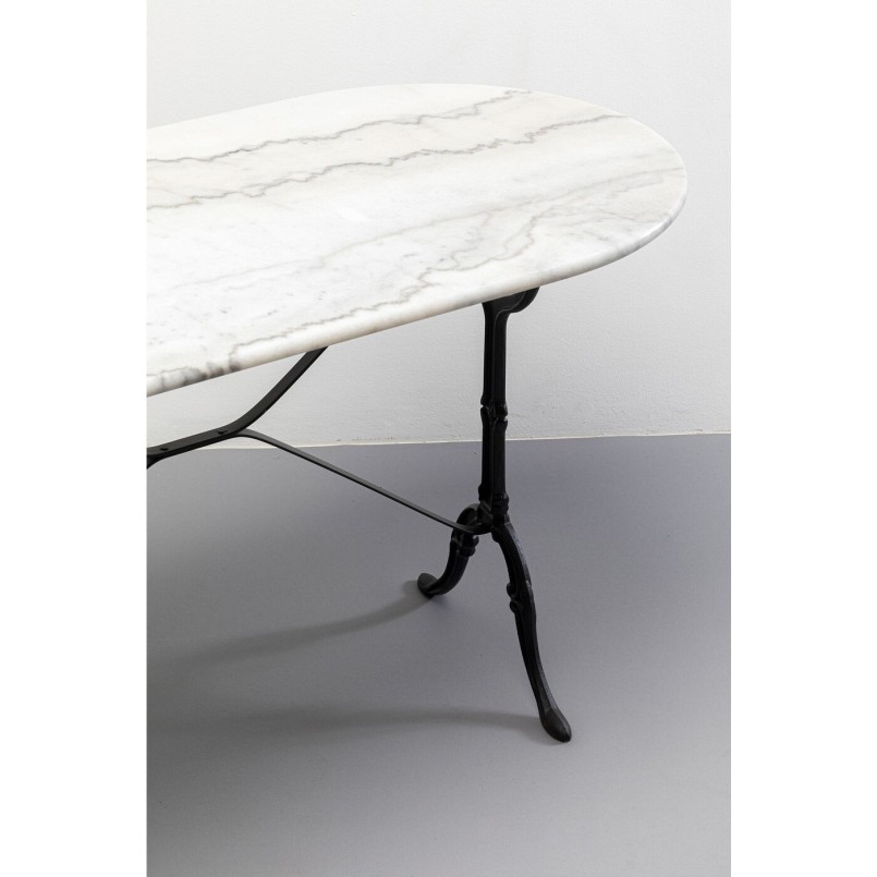 Table à manger en marbre blanc et acier noir - Bistrot - Kare Design