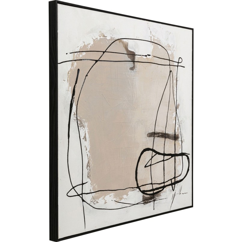 Toile abstraite blanche, grise et noire - Dust - Kare Design