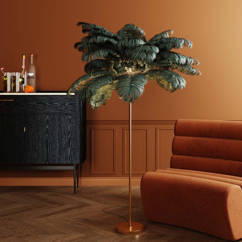 Green feather floor lamp - Kare Design