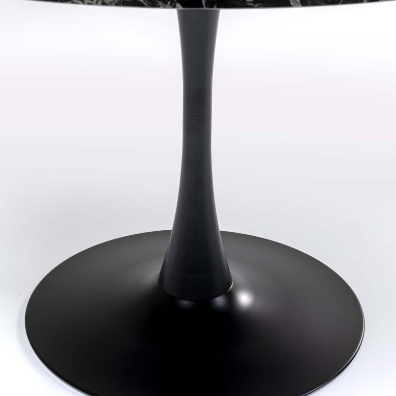 Table noire ronde 110 cm en marbre minéral - Veneto - Kare Design