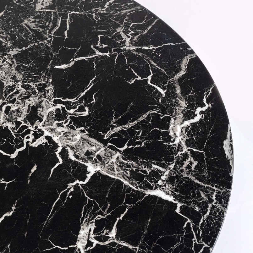 Table noire ronde 110 cm en marbre minéral - Veneto - Kare Design