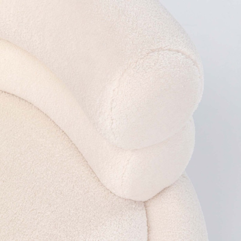 Retro armchair in curly cream fabric and gilded steel - Livelli - Kare Design