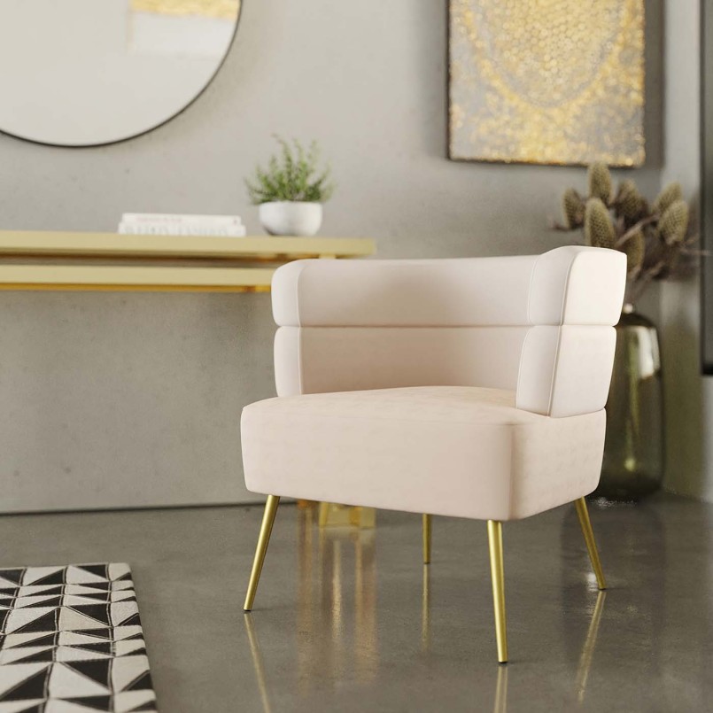 Fauteuil rétro velours crème - Sandwich - Kare Design