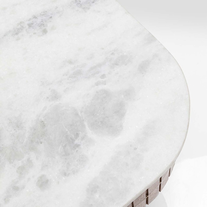 Table basse en manguier massif et marbre blanc - Grace - Kare Design