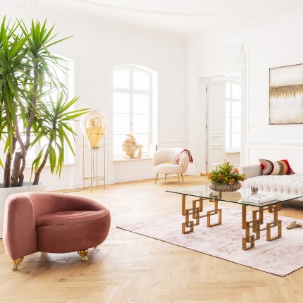 Fauteuil Lofty Snake velours rose Kare Design