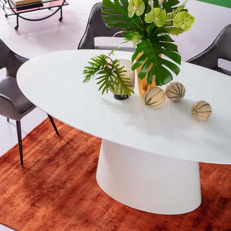 Table à rallonge contemporaine blanc mat - Benvenuto - Kare Design