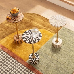 Table d'appoint ronde blanche et dorée - Domero Cirque - Kare Design