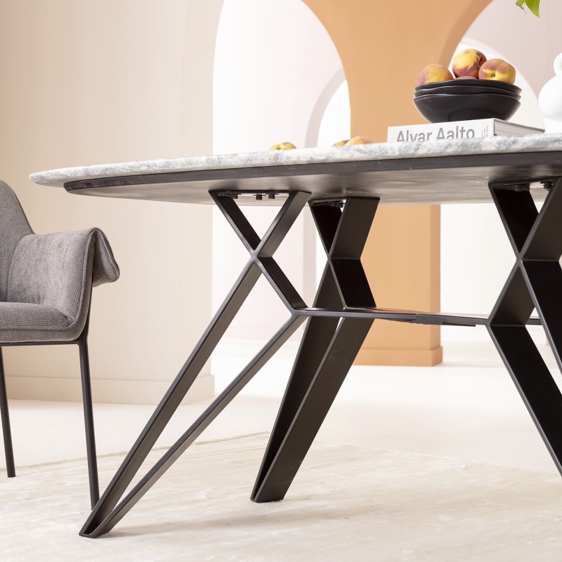 Table à manger en granite gris et blanc - Okinawa - Kare Design