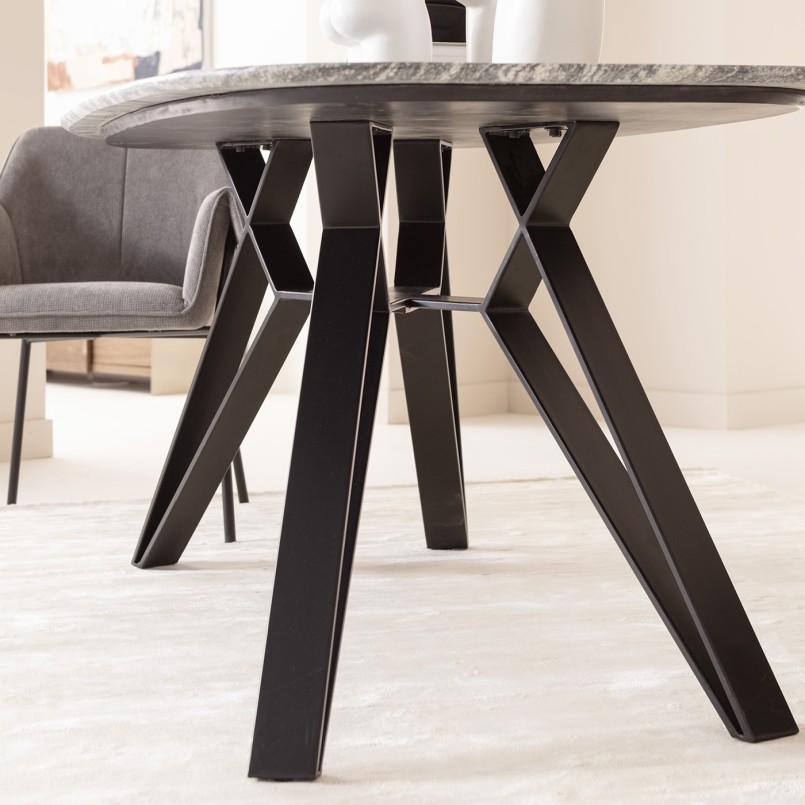 Chair with armrests in grey woven fabric - Bess - Kare Design