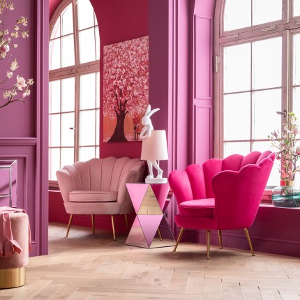 Fauteuil Water Lily velours fuchsia et acier doré Kare Design