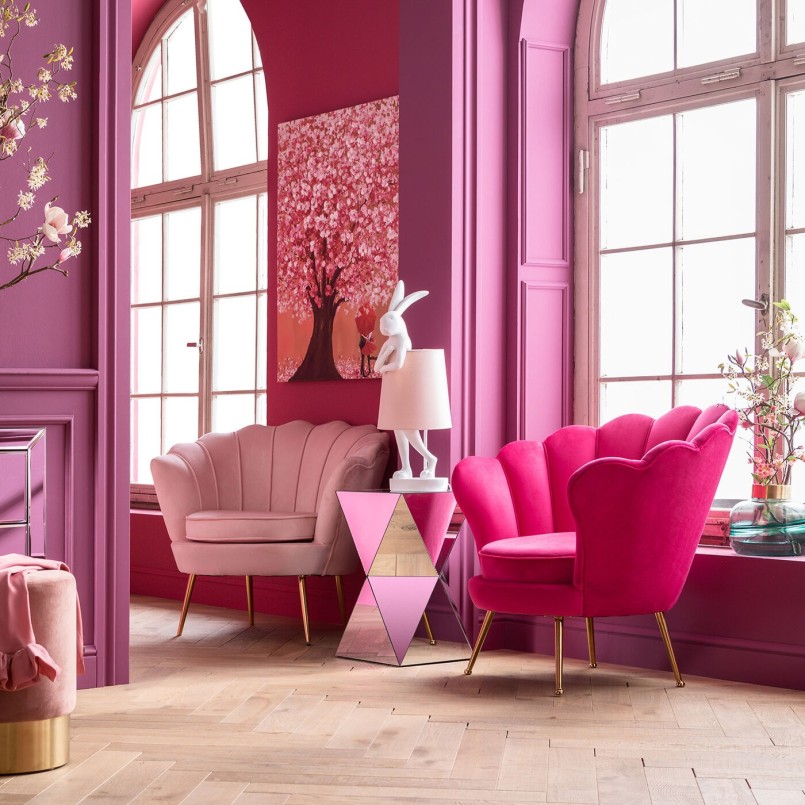 Fuchsia pink retro armchair - Water Lily - Kare Design