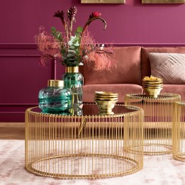 Round brass coffee table - Wire - Kare Design