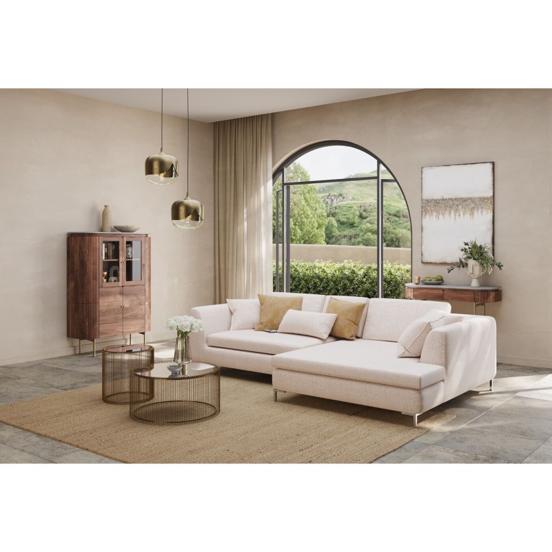 Cream fabric footstool - Gianna - Kare Design