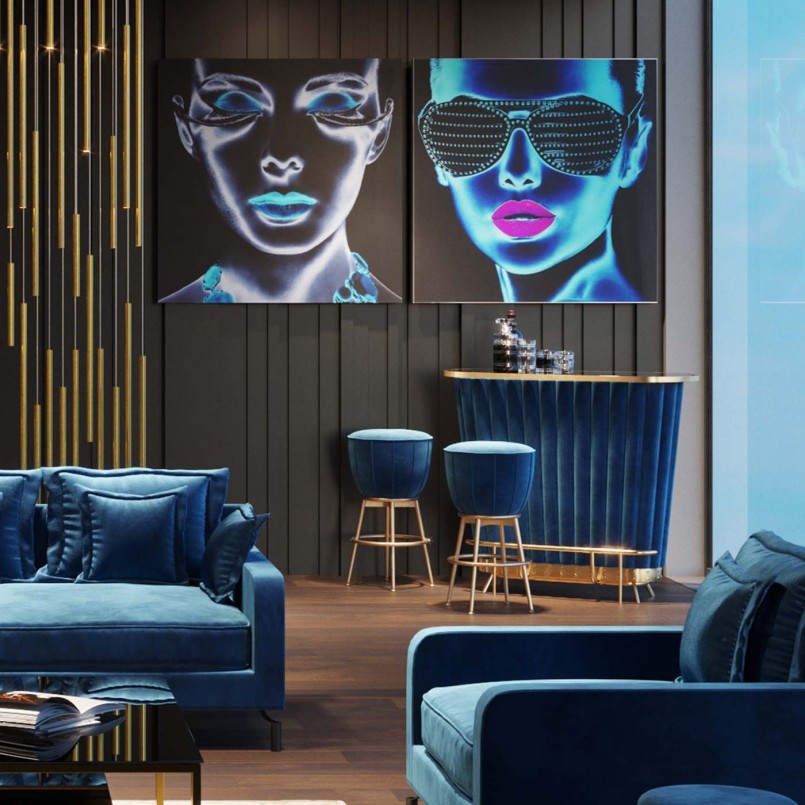 Bar baroque velours bleu - After Work - Kare Design