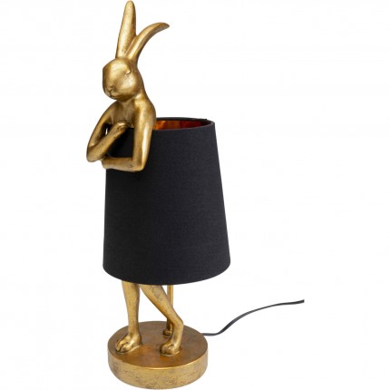 Lampe Animal lapin dorée et noire 50cm Kare Design