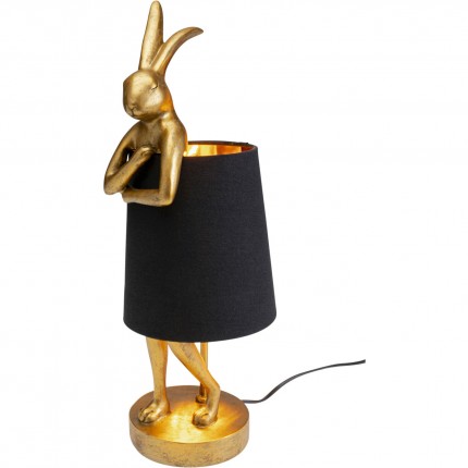 Lampe Animal lapin dorée et noire 50cm Kare Design