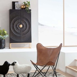 Carved black wood cabinet - Madeira - Kare Design
