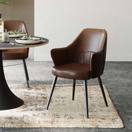 Chaise avec accoudoirs Rumba cuir Kare Design