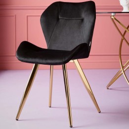 Chaise rétro velours noir et or - Viva - Kare Design