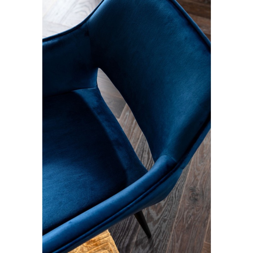 Chaise avec accoudoirs velours bleu - San Francisco - Kare Design