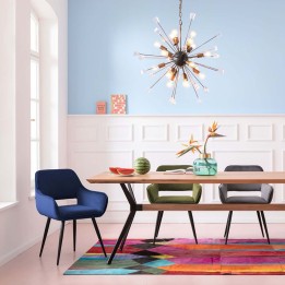 Chair with blue velvet armrests - San Francisco - Kare Design