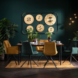 Chaise avec accoudoirs pivotante en velours jaune - Mila - Kare Design
