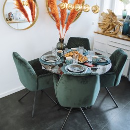 Chaise avec accoudoirs pivotante en velours vert - Mila - Kare Design