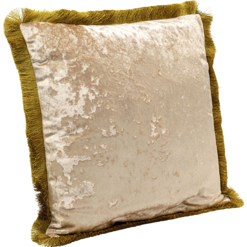 Coussin rétro à franges en velours beige - Cannes - Kare Design