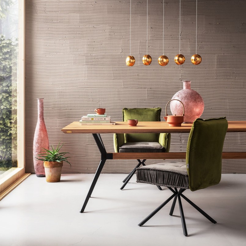 Chaise avec accoudoirs rétro verte - Chelsea - Kare Design