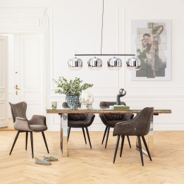 Chair with brown velvet armrests - Dream - Kare Design