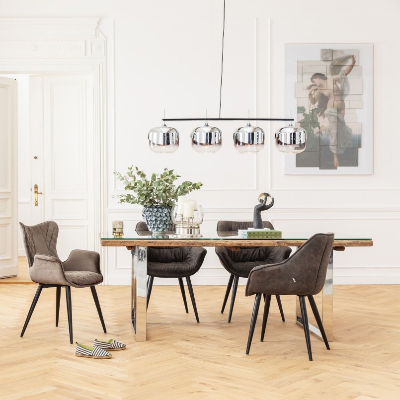 Chaise avec accoudoirs velours marron - Dream - Kare Design